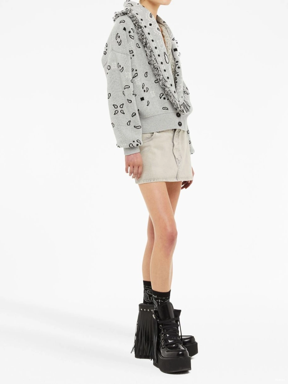 Cheap Jacquard Bandana Women fringed Alanui cardi-bomber 0731